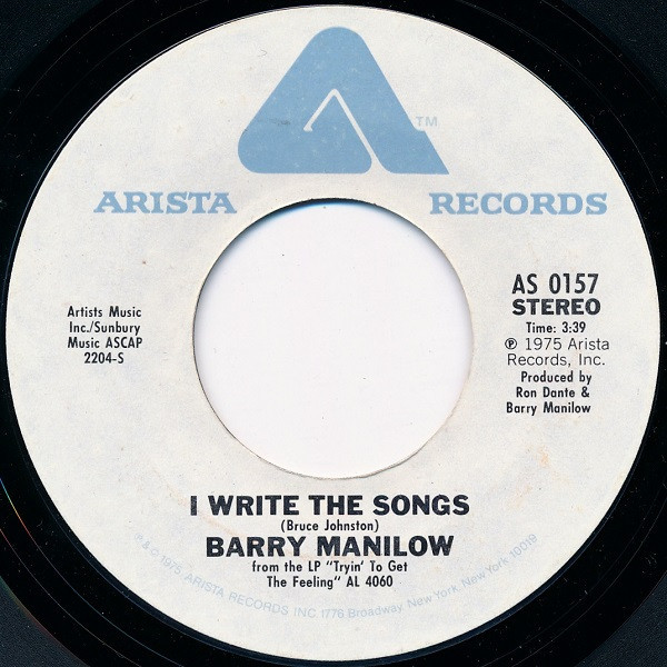 Barry Manilow - I Write The Songs (7", Single, Styrene, Pit)
