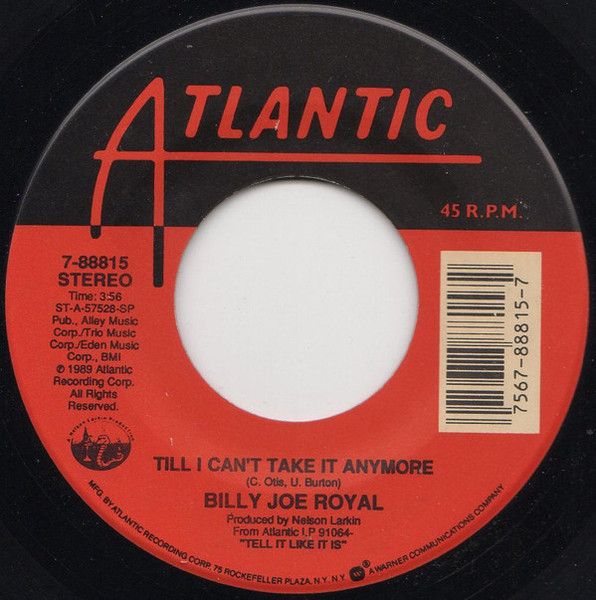 Billy Joe Royal - Till I Can't Take It Anymore (7")