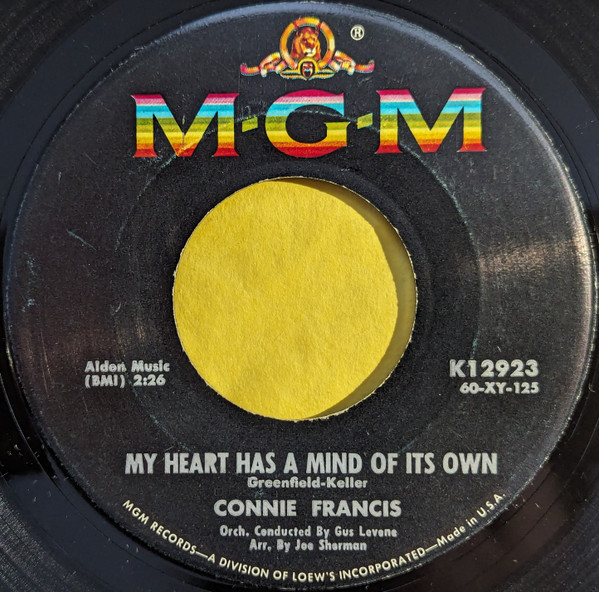 Connie Francis - My Heart Has A Mind Of Its Own (7")