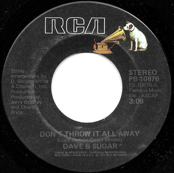 Dave & Sugar* - Don't Throw It All Away / Queen Of My Heart (7", Ind)