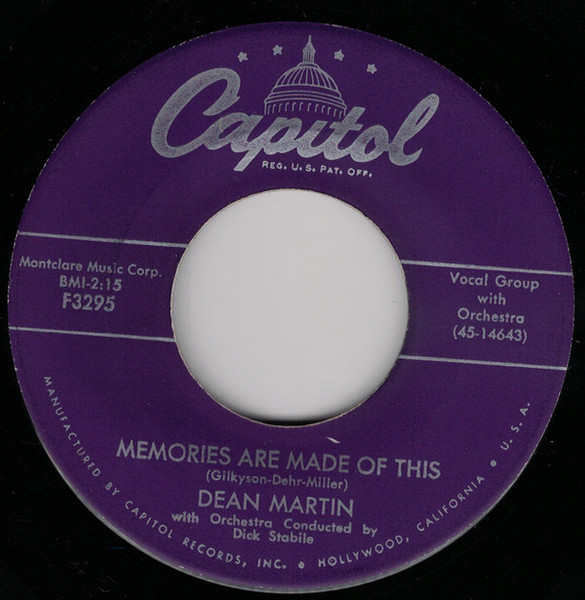 Dean Martin - Memories Are Made Of This / Change Of Heart (7", Single, Scr)