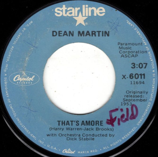 Dean Martin - That's Amore / Memories Are Made Of This (7", RE)