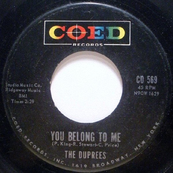 The Duprees - You Belong To Me / Take Me As I Am (7", Single, Roc)