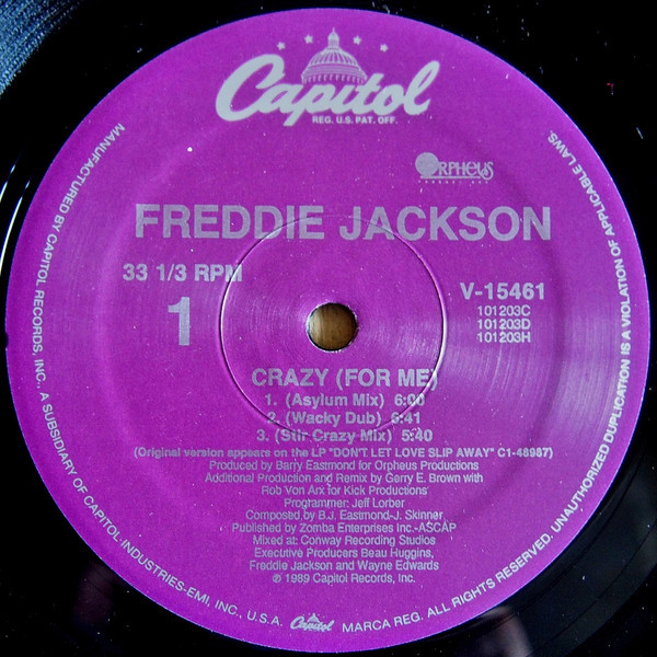 Freddie Jackson - Crazy (For Me) (12")