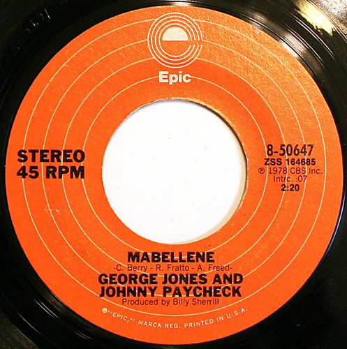 George Jones (2) And Johnny Paycheck - Mabellene (7", Single, Styrene, Ter)