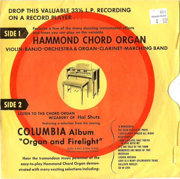 Hal Shutz - The Hammond Chord Organ (7", Mono, Styrene)