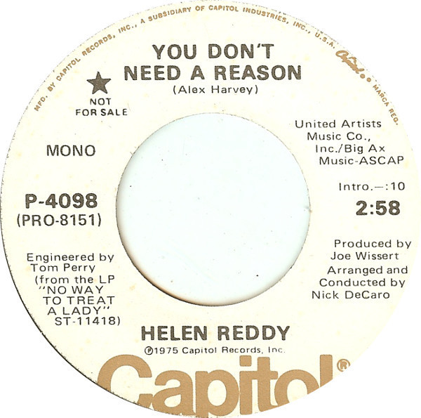 Helen Reddy - You Don't Need A Reason (7", Promo)