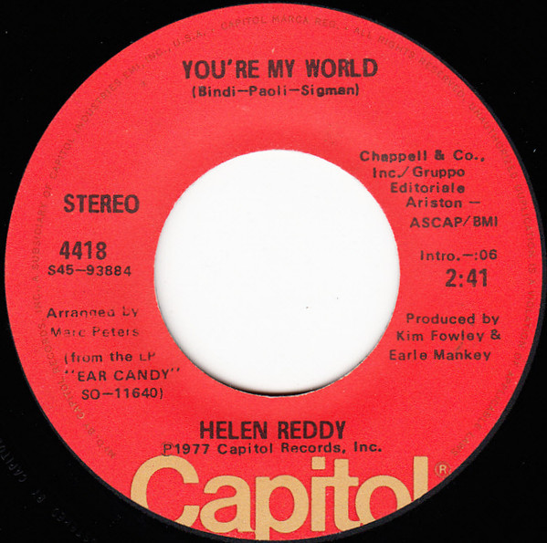 Helen Reddy - You're My World / Thank You (7", Single, Jac)