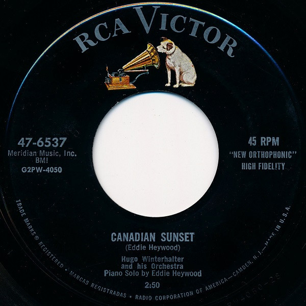 Hugo Winterhalter's Orchestra And Chorus - Canadian Sunset (7", Single)