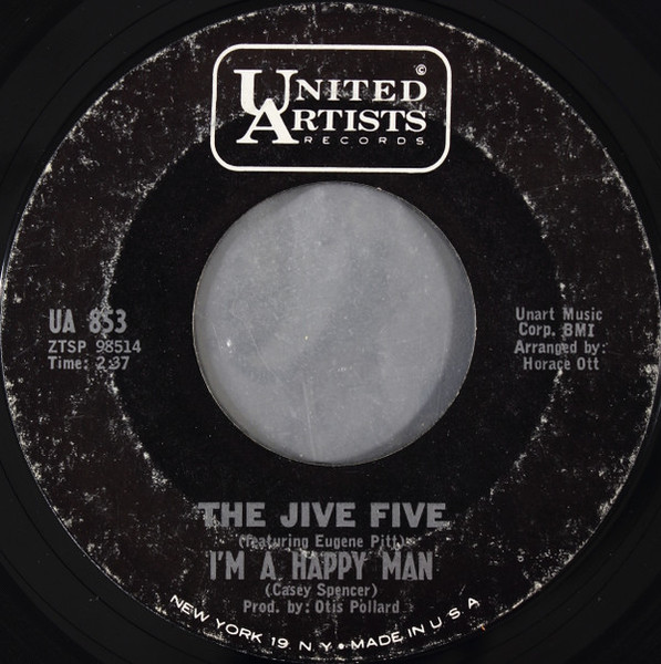 The Jive Five - I'm A Happy Man (7", Mono, Styrene)