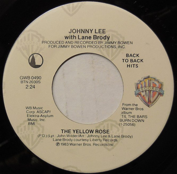 Johnny Lee (3) With Lane Brody - The Yellow Rose (7", Single, RE)