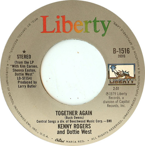 Kenny Rogers And Dottie West - Together Again (7", Jac)