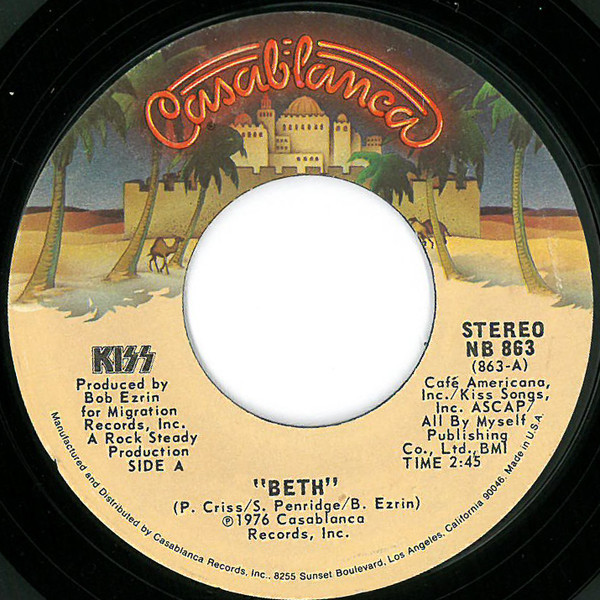 Kiss - Beth / Detroit Rock City (7", Single, Styrene, 2nd)