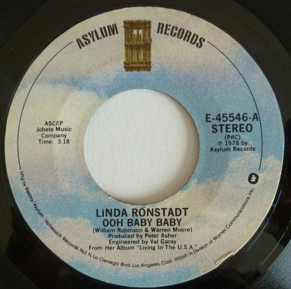 Linda Ronstadt - Ooh Baby Baby / Blowing Away (7", PRC)