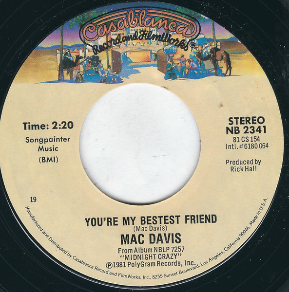 Mac Davis - You're My Bestest Friend (7", Single, 19)