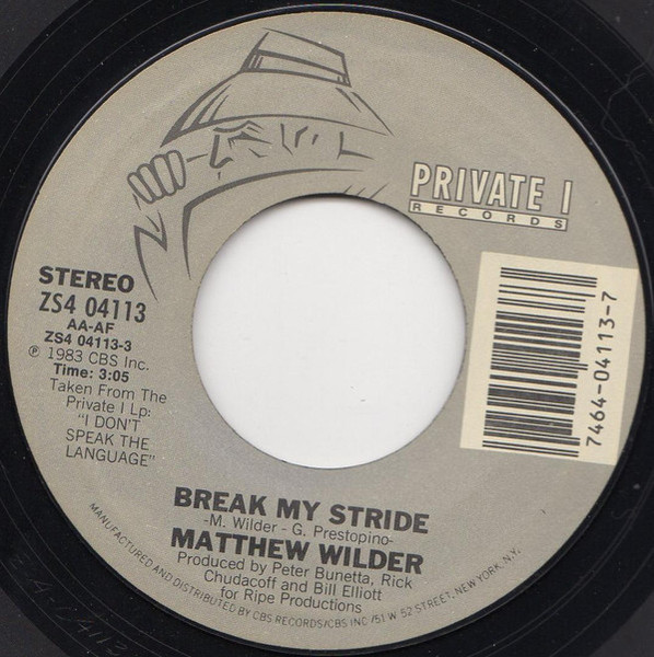 Matthew Wilder - Break My Stride (7", Car)