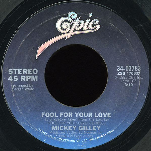 Mickey Gilley - Fool For Your Love (7", Styrene, Car)