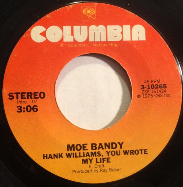 Moe Bandy - Hank Williams, You Wrote My Life (7", Single)