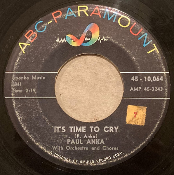 Paul Anka - It's Time To Cry (7", Single)