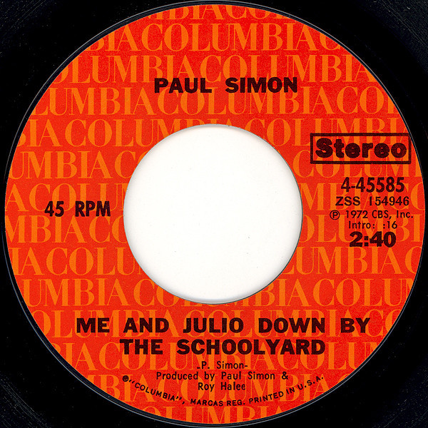 Paul Simon - Me And Julio Down By The Schoolyard / Congratulations (7", Single, Styrene, Pit)