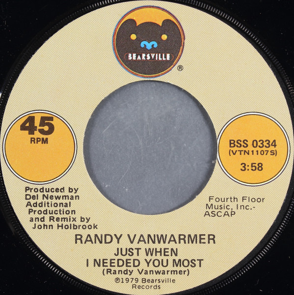 Randy Vanwarmer - Just When I Needed You Most / Your Light (7", Single, Win)