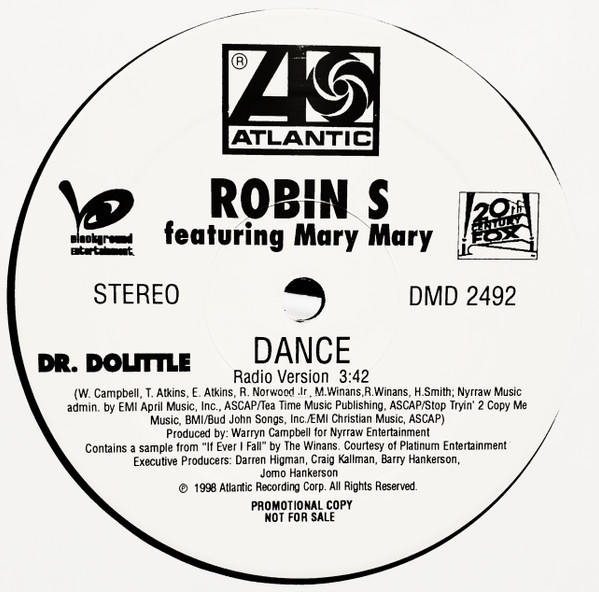 Robin S. Featuring Mary Mary - Dance (12", Promo)