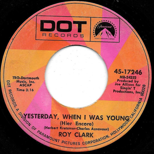 Roy Clark - Yesterday, When I Was Young (Hier Encore)  (7")