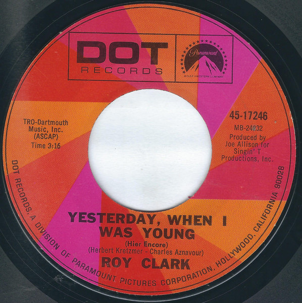 Roy Clark - Yesterday, When I Was Young (Hier Encore) / Just Another Man (7", Single, Styrene, Mon)