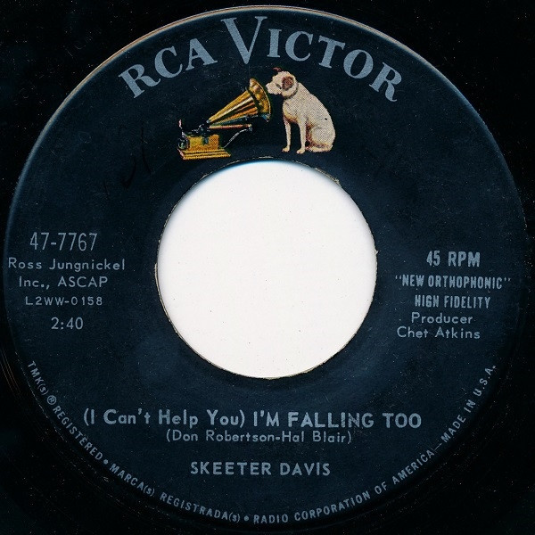 Skeeter Davis - (I Can't Help You) I'm Falling Too (7", Single, Roc)