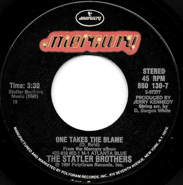 The Statler Brothers - One Takes The Blame (7", Single)