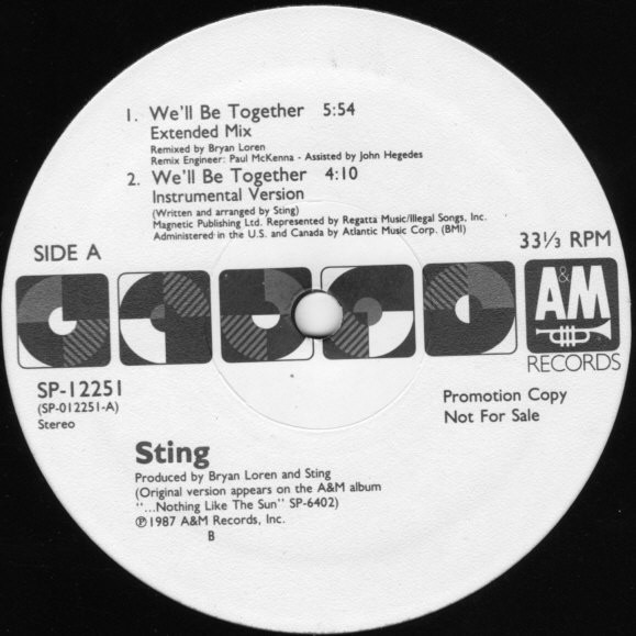 Sting - We'll Be Together (12", Promo)