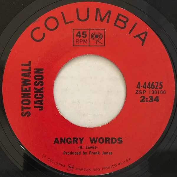 Stonewall Jackson - Angry Words (7", Single, Ter)