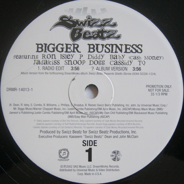 Swizz Beatz Featuring Ron Isley*, P. Diddy, Baby (Cash Money)*, Jadakiss, Snoop Dogg, Cassidy (3), TQ - Bigger Business (12", Promo)
