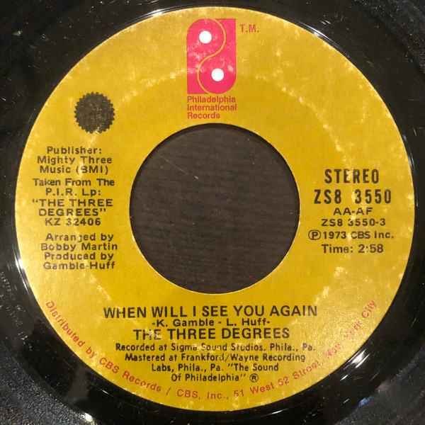 The Three Degrees - When Will I See You Again (7", Single, Styrene, Ter)