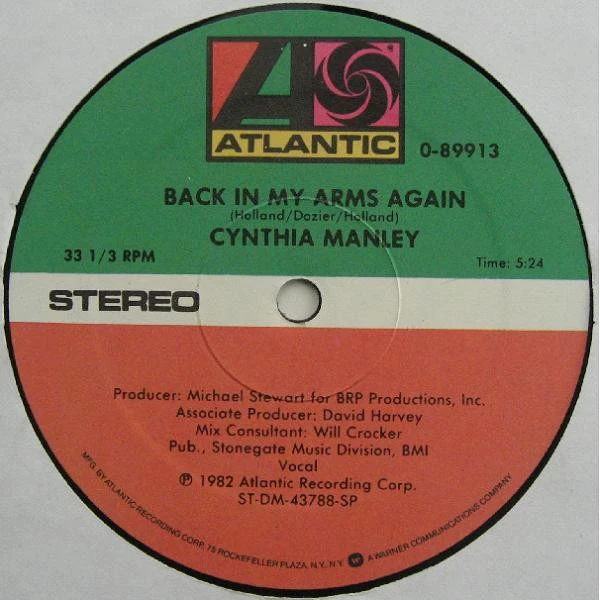 Cynthia Manley - Back In My Arms Again (12")