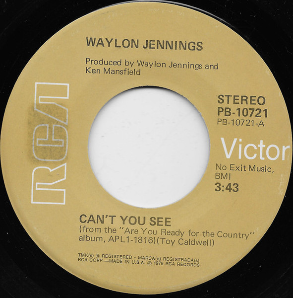 Waylon Jennings - Can't You See (7", Single, Ind)
