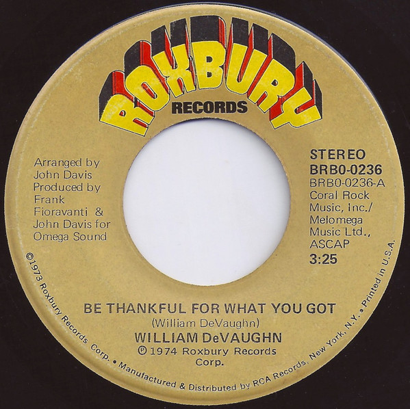 William DeVaughn - Be Thankful For What You Got (7", Ind)