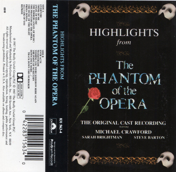 The Original Cast* Starring Michael Crawford, Sarah Brightman, Steve Barton - Highlights From The Phantom Of The Opera (The Original Cast Recording) (Cass, Album, 35)