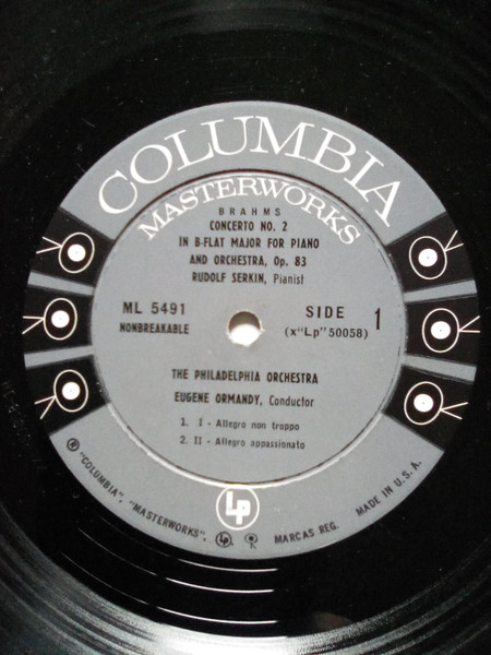Rudolf Serkin / Brahms*, The Philadelphia Orchestra / Eugene Ormandy - Piano Concerto No. 2 (LP, Album, Mono)