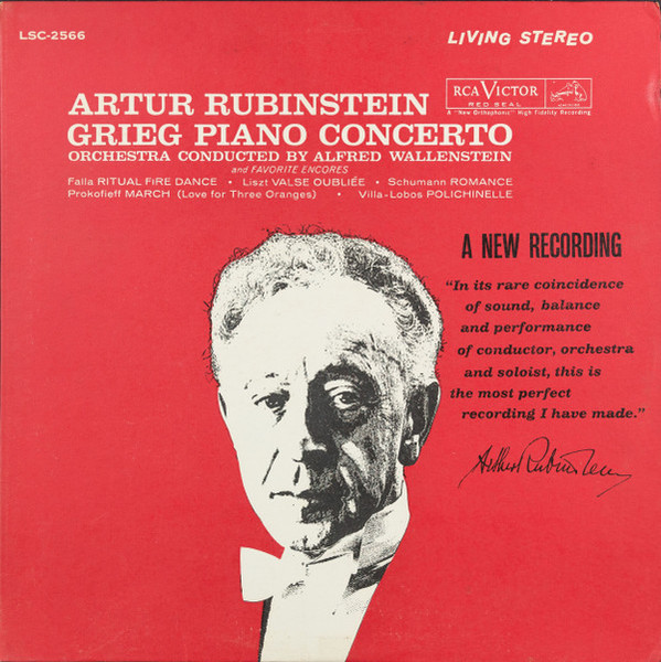 Artur Rubinstein*, Grieg* Orchestra Conducted By Alfred Wallenstein / Falla* / Liszt* / Schumann* / Prokofieff* / Villa-Lobos* - Piano Concerto And Favorite Encores (LP, Ind)