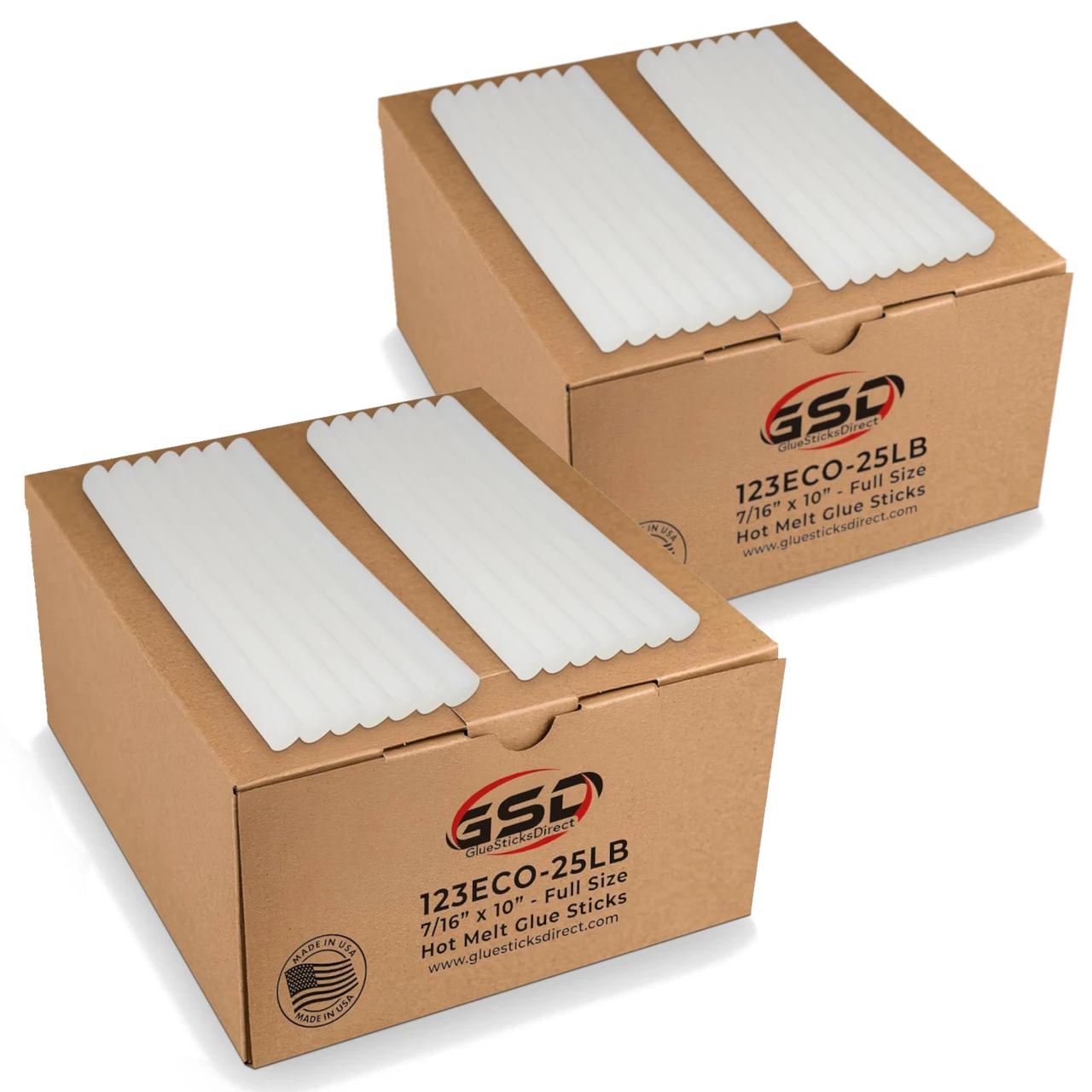 GlueSticksDirect Economy® Twin Pack Hot Melt Glue Sticks 7/16" X 10" 50 lbs Bulk
