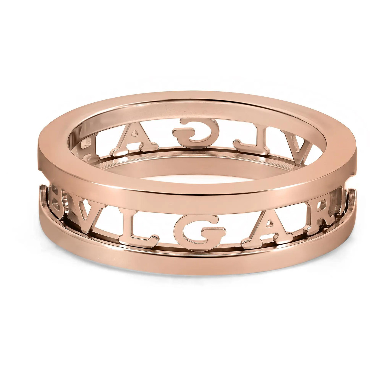 BVLGARI ロゴ入りリング Bvlgari B.Zero1 Openwork Logo Spiral One Band Ring 18K Rose Gold