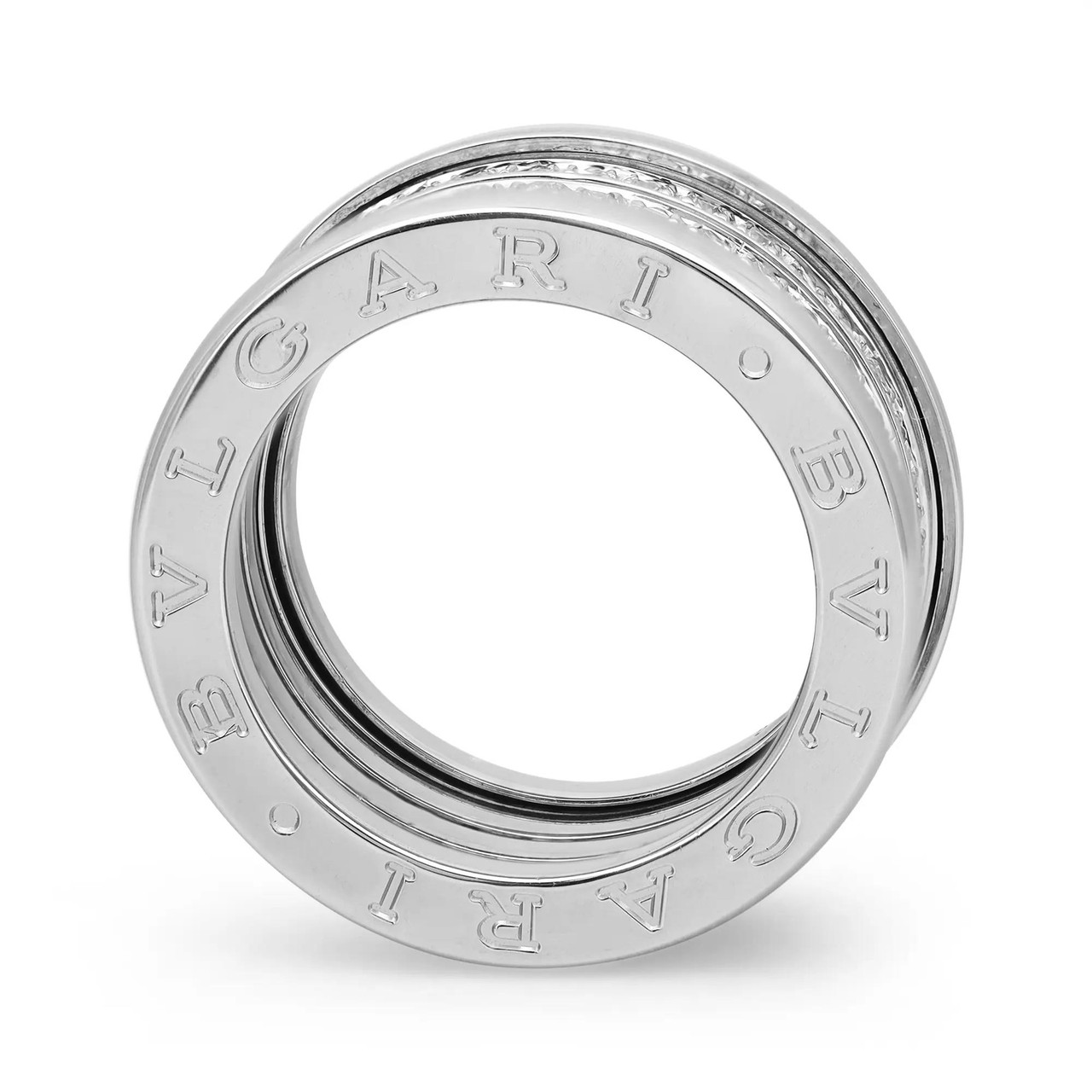 Bvlgari B.Zero1 Pave Diamond Four Band Ring 18K White Gold 54 US