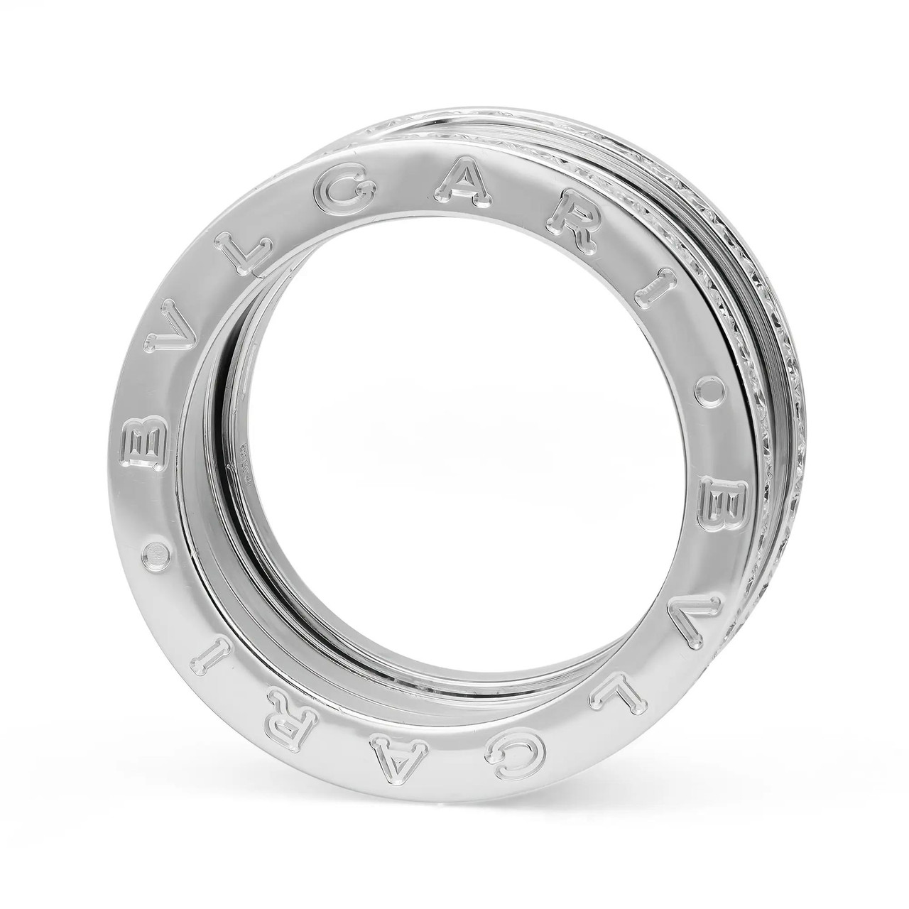 Bvlgari B.Zero1 Diamond Four Band Ring 18K White Gold Size 55 US 7