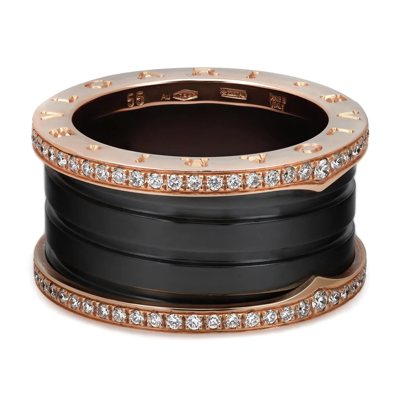 Bvlgari B.Zero1 Diamond Black Ceramic Four Band Ring 18K Rose Gold