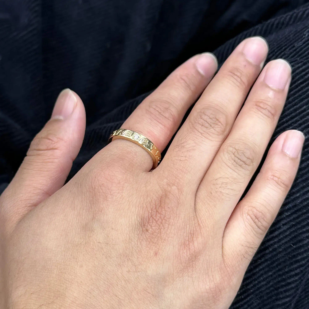 Bvlgari B.Zero1 Essential Double Logo Band Ring 18K Rose