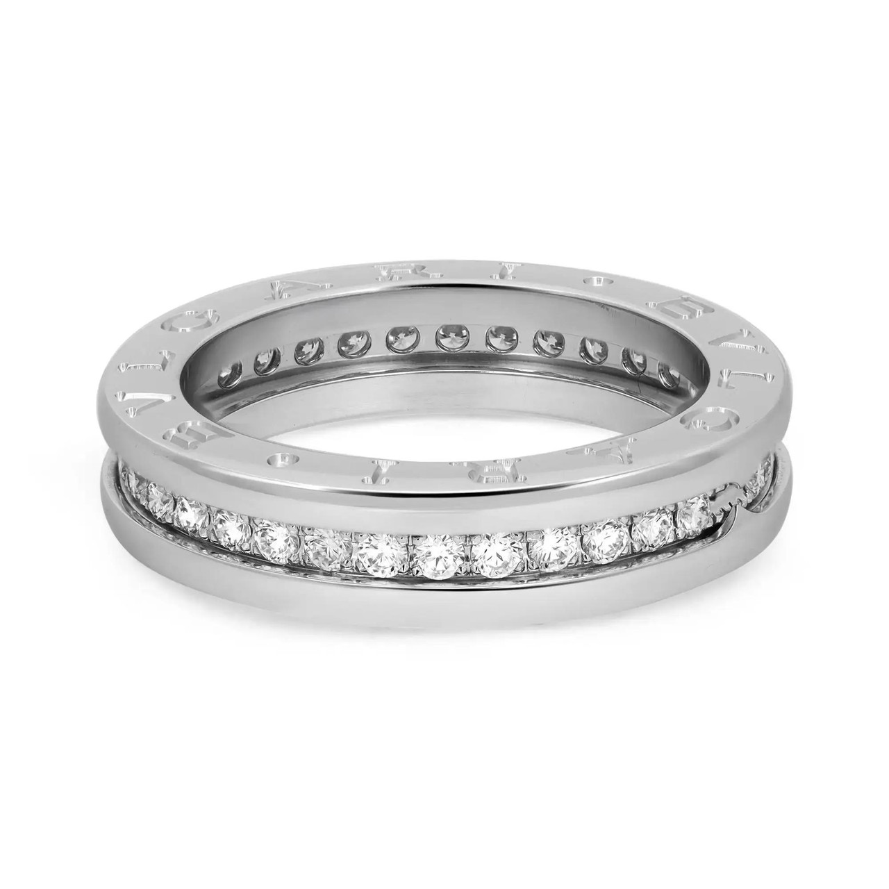Bvlgari B.Zero1 Diamond One Band Ring 18K White Gold Size 52 US 6