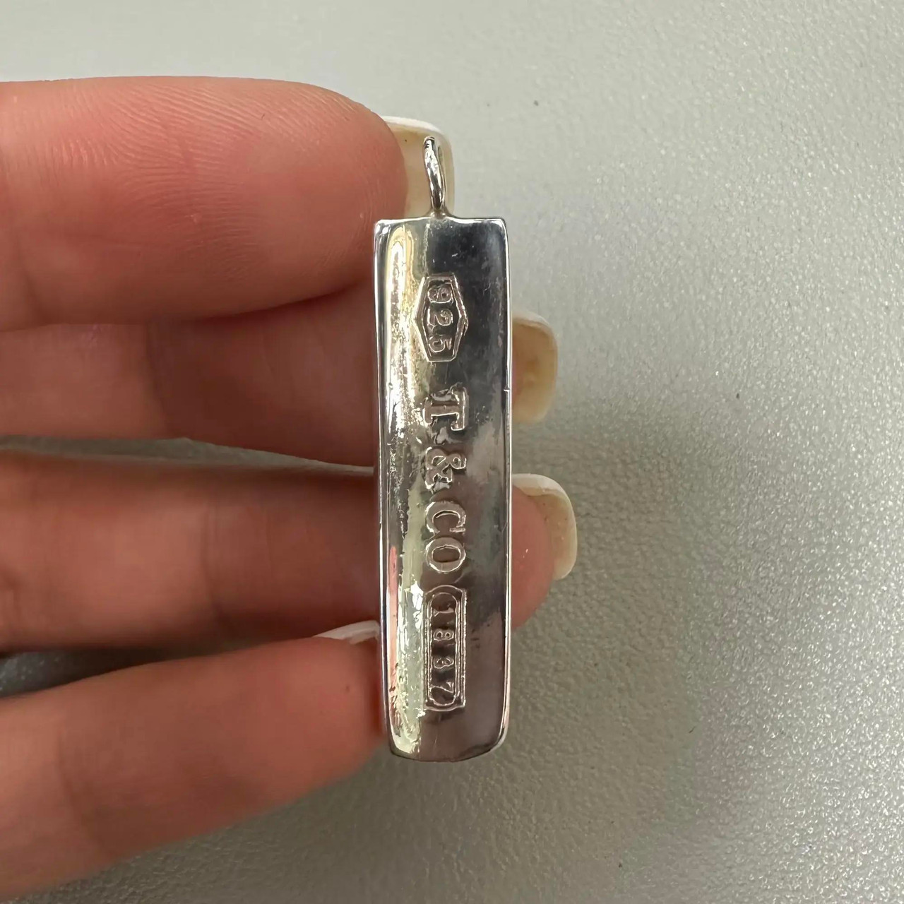 Tiffany & Co. 1837 Long Bar Drop Pendant 925 Sterling Silver