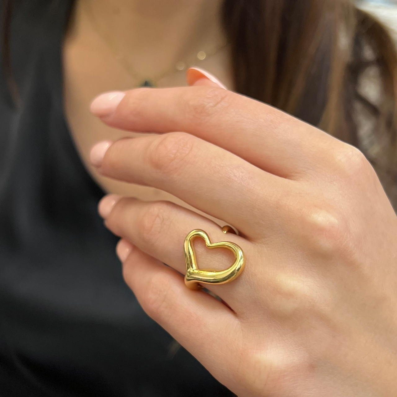 アクセサリー Tiffany & Co. Open Heart Ring Gold Tiffany & Co. Elsa Peretti Open Heart Ring 18K Yellow Gold Size 5