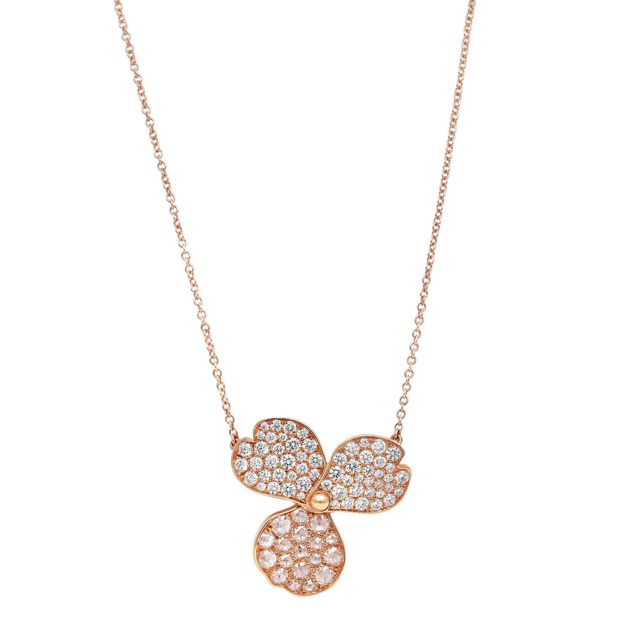 Tiffany & Co. Diamond Pave Large Paper Flowers Pendant Necklace 